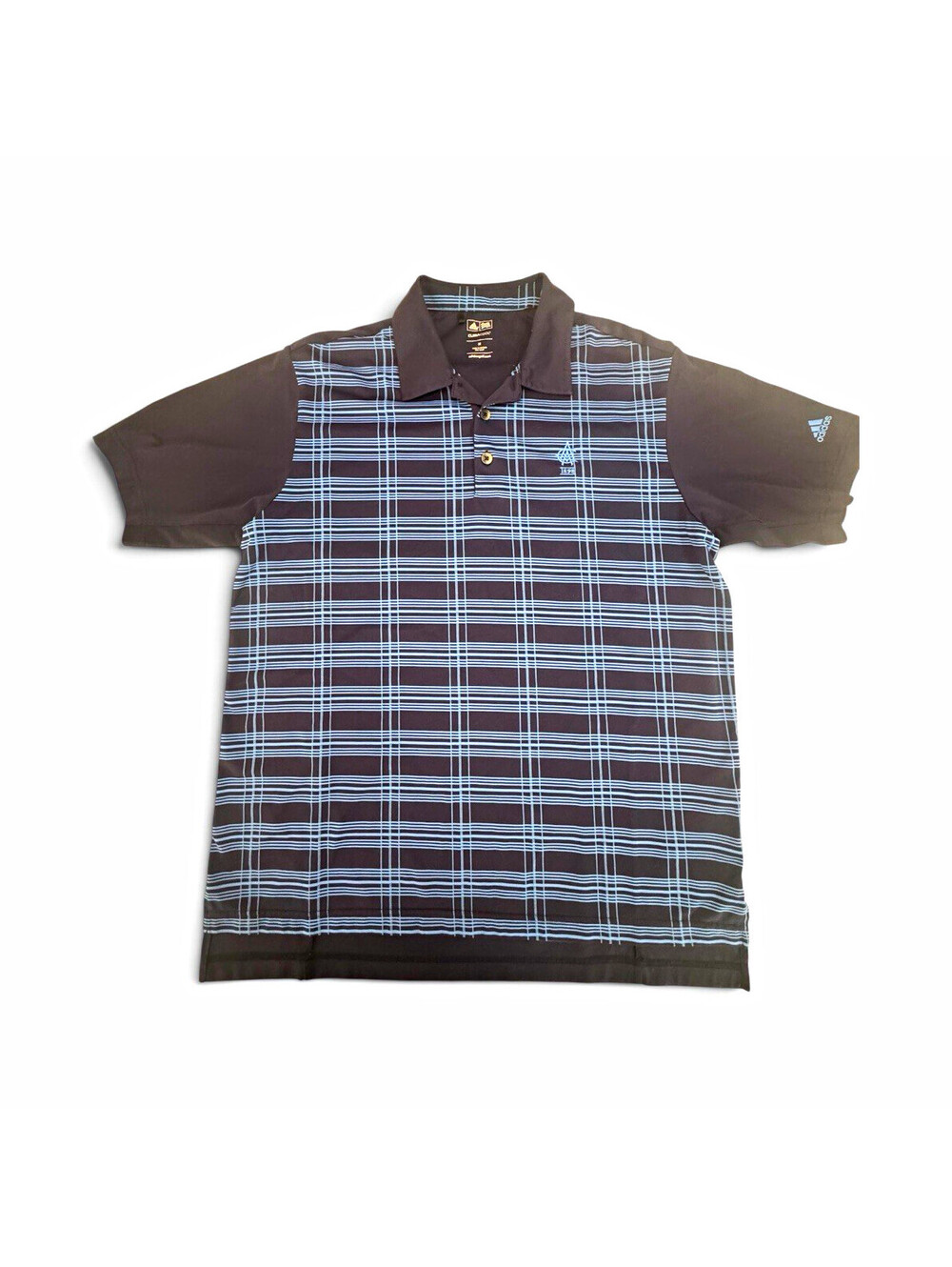 Adidas ClimaCool Golf Polo Shirt Mens M Blue Plaid Atlanta Athletic Club 1898
